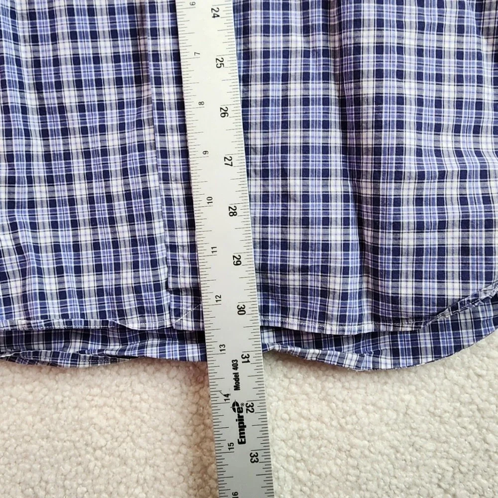 Ralph Lauren Blake Button Down Shirt Mens L Blue White Plaid Short Sleeve Preppy